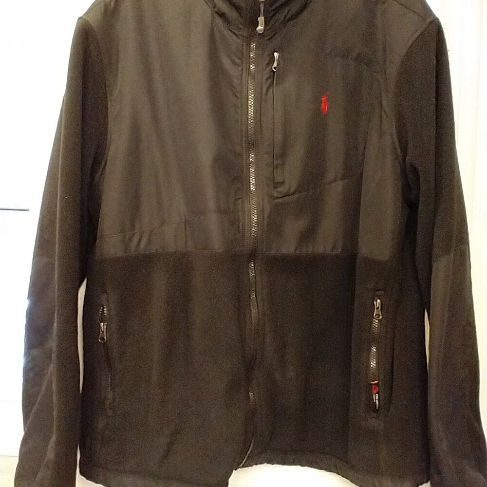 Polo Ralph Lauren Denali Jacket Men's XL Black Full Zip Fleece Hooded Polartec